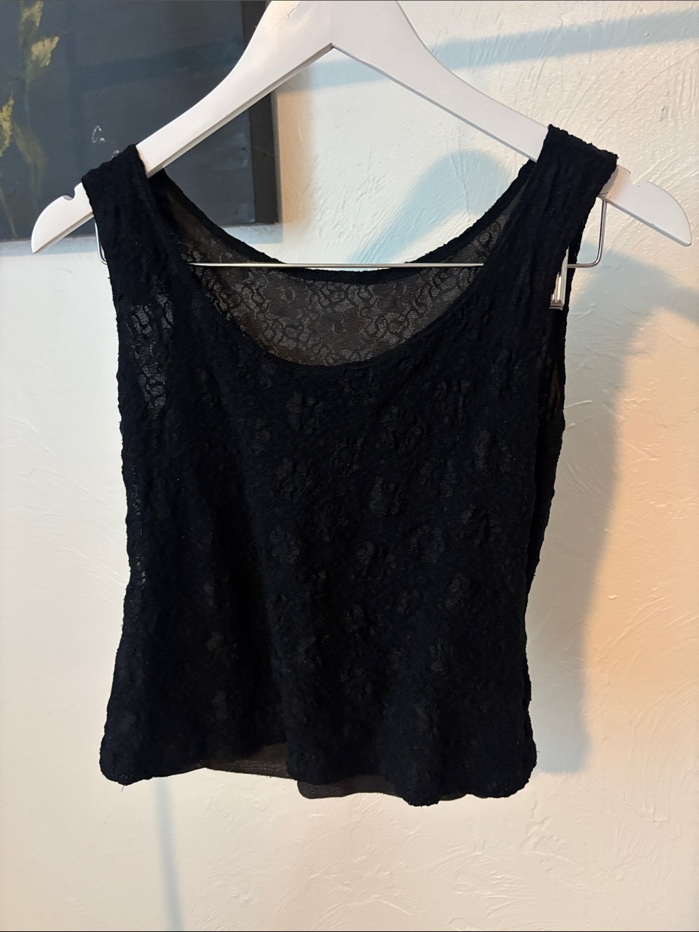 Vintage Y2K Whimsy Black Lace Scoop Neck Tank Top